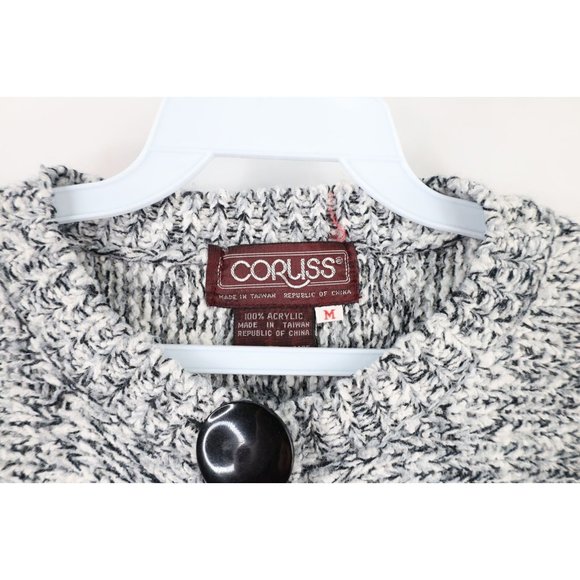 Vintage 70s Streetwear Medium Blank Big Button Chunky Knit Cardigan Sweater - Picture 4 of 7